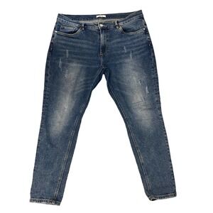 Arne womens Ankle Skinny Jeans Denim Stretch Mid Rise Pockets Pockets Blue 34